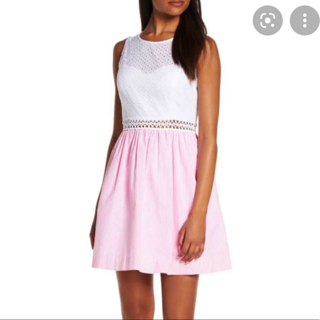 Lilly Pulitzer Alivia Dress Havana Pink Yarn Dye Seersucker